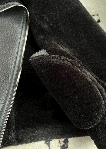 Siyah Kürklü Deri Biker Yelek - Görsel 4