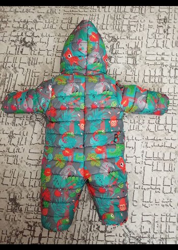 Renkli Desenli Bebek Kız Tulumu Kapüşonlu - Görsel 2