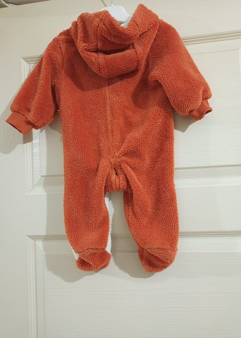 Turuncu Bebek Polar Tulum, Baskılı ve Örgü Detaylı - Görsel 4