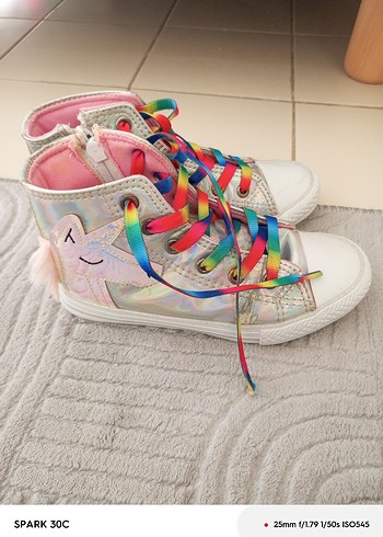 Kızlar İçin Renkli Bağcıklı Spor Ayakkabı - Görsel 4