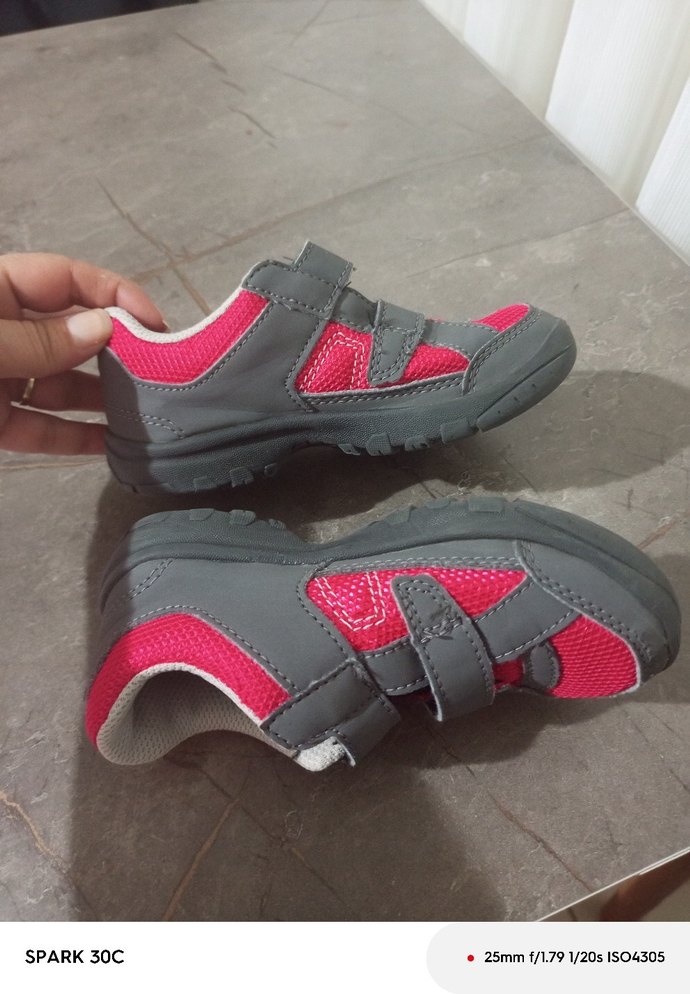 Kız Çocuk Pembe Gri Cırt Cırtlı Spor Ayakkabı - Görsel 5