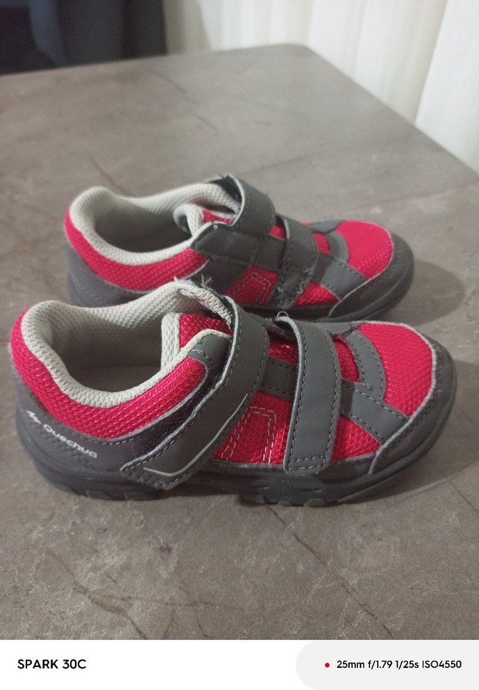 Kız Çocuk Pembe Gri Cırt Cırtlı Spor Ayakkabı - Görsel 4