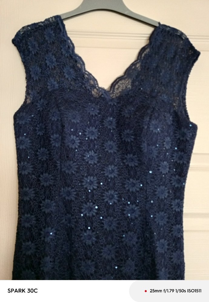 Lacivert Dantel V Yaka Midi Abiye Elbise - Görsel 4