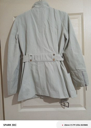 Bej Midi Kadın Keten Kemerli Ceket - Görsel 2