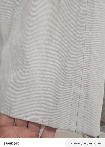 Bej Midi Kadın Keten Kemerli Ceket - Görsel 5