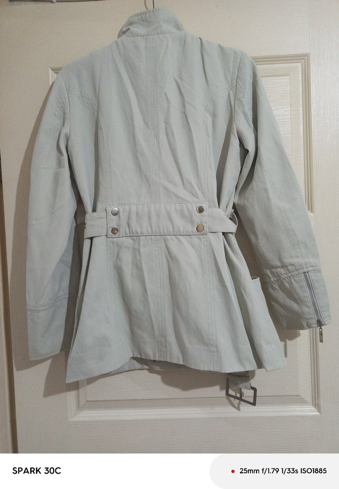 Bej Midi Kadın Keten Kemerli Ceket - Görsel 2