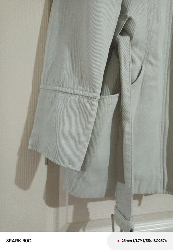 Bej Midi Kadın Keten Kemerli Ceket - Görsel 3