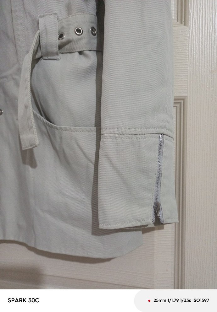 Bej Midi Kadın Keten Kemerli Ceket - Görsel 4