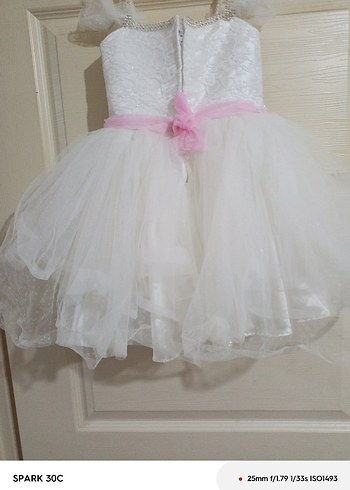 Beyaz Dantel İşlemeli Kız Elbisesi - Görsel 6