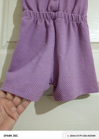 Mor Fırfırlı Nakışlı Bebek Kız Tulum - Görsel 3