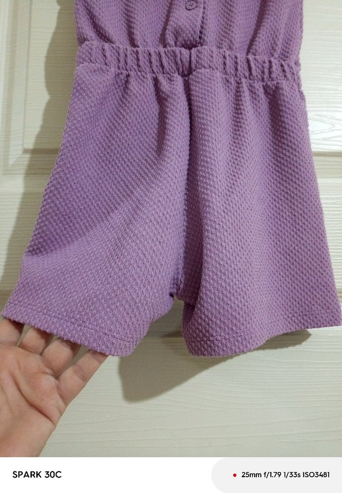 Mor Fırfırlı Nakışlı Bebek Kız Tulum - Görsel 3