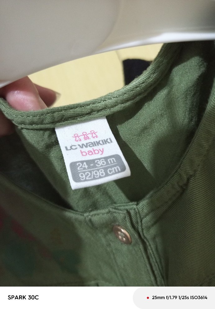 Kız Çocuk Yeşil Düğmeli Tulum - Görsel 5