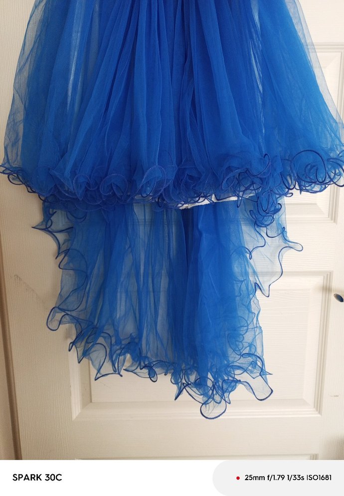 Mavi Nakışlı Kız Çocuk Abiye Elbise - Görsel 3