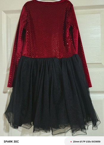 Kız Çocuk Uzun Kollu Kırmızı Siyah Elbise - Görsel 2