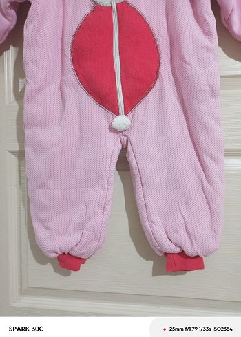 Pembe Nakışlı Bebek Kış Tulumu Fermuarlı - Görsel 4