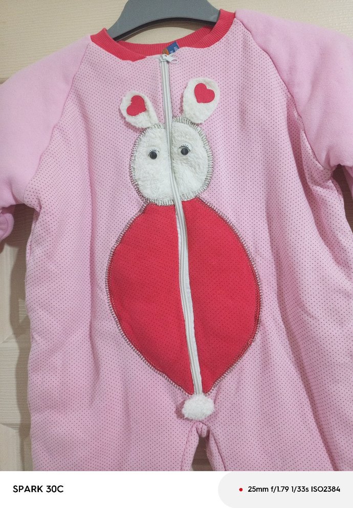 Pembe Nakışlı Bebek Kış Tulumu Fermuarlı - Görsel 3