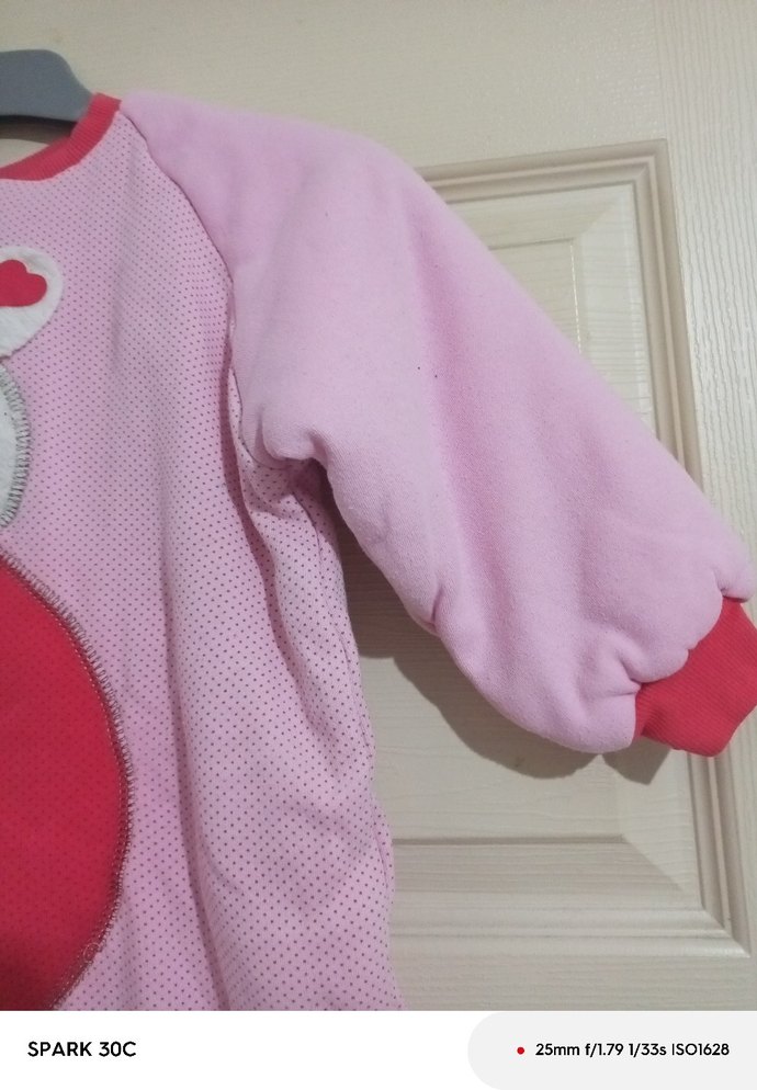 Pembe Nakışlı Bebek Kış Tulumu Fermuarlı - Görsel 5