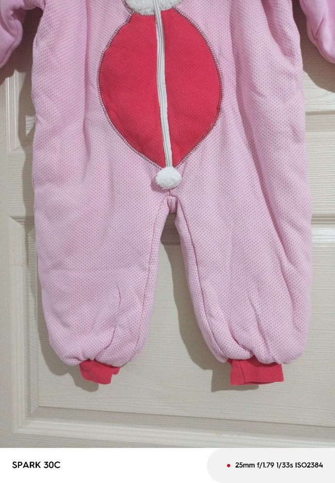 Pembe Nakışlı Bebek Kış Tulumu Fermuarlı - Görsel 4