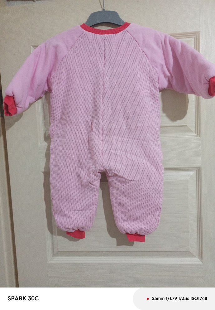 Pembe Nakışlı Bebek Kış Tulumu Fermuarlı - Görsel 2