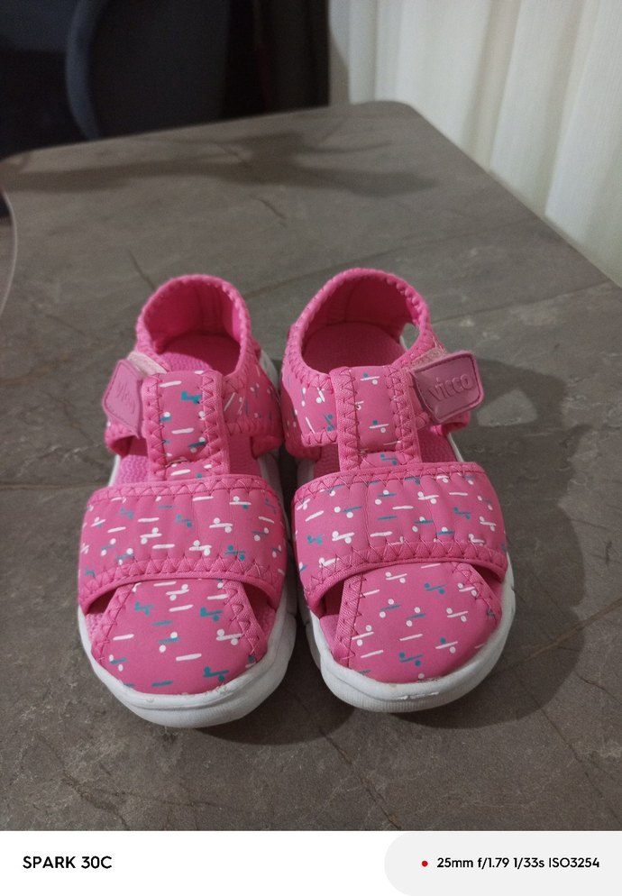 Kız Çocuk Pembe Desenli Cırt Cırtlı Terlik - Görsel 2