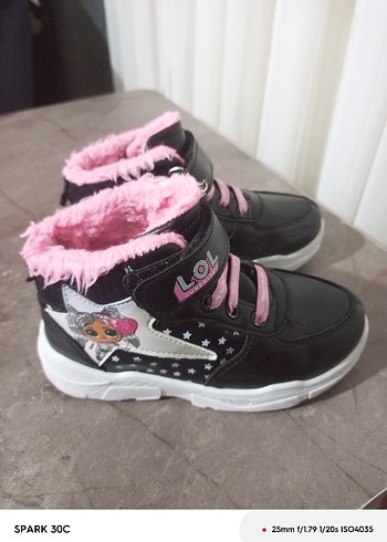 Kız Çocuk Siyah-Pembe Spor Bot Velcro - Görsel 4