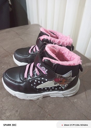 Kız Çocuk Siyah-Pembe Spor Bot Velcro - Görsel 2