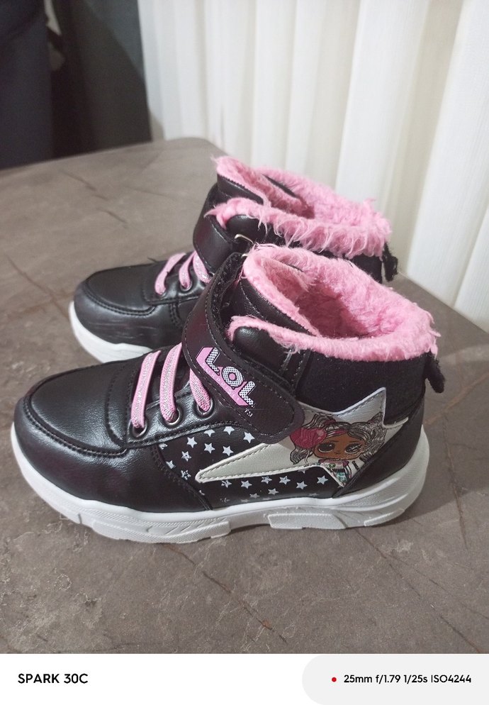 Kız Çocuk Siyah-Pembe Spor Bot Velcro - Görsel 2