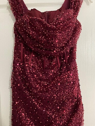 Kırmızı payet elbise - Görsel 4