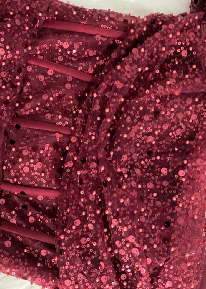 Kırmızı payet elbise - Görsel 3