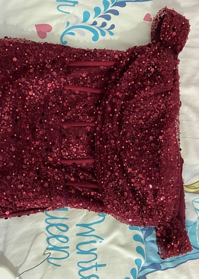 Kırmızı payet elbise - Görsel 5