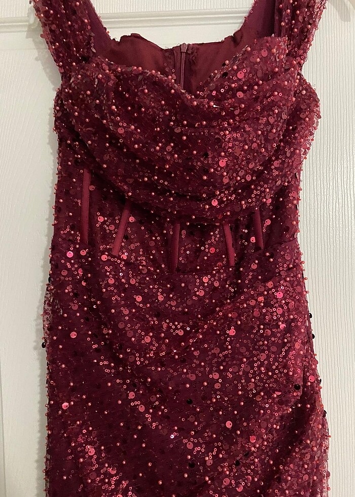 Kırmızı payet elbise - Görsel 4