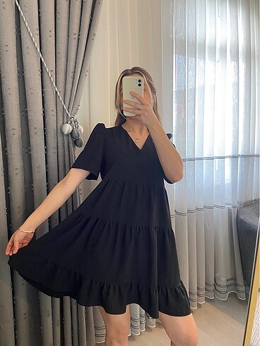s Beden Trendyolmilla kısa fırfırlı elbise