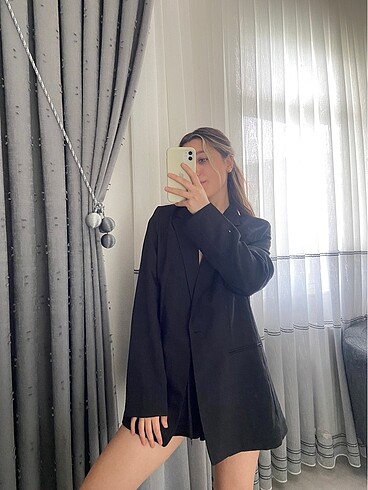 H&M HM siyah uzun Blazer ceket