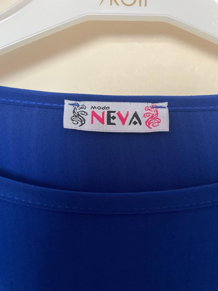 Mavi Kadın Pileli Uzun Kollu Tunik - Görsel 4