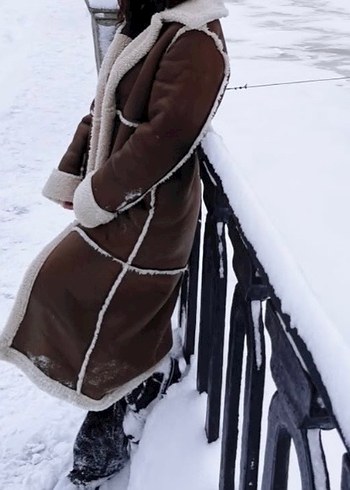 LCW Vision Kadın Kahverengi Uzun Deri Kaban - Görsel 5