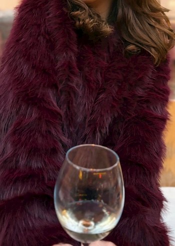 Bordo Kısa Suni Kürk Ceket - Görsel 4