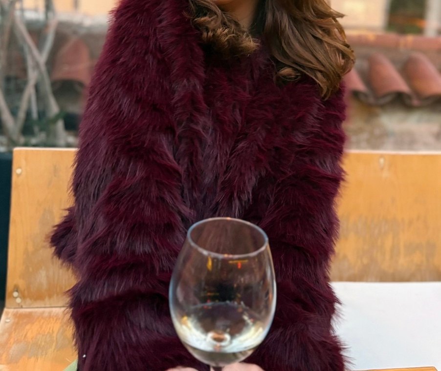 Bordo Kısa Suni Kürk Ceket - Görsel 4