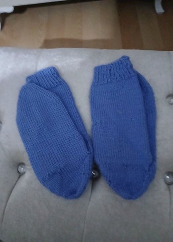 Mor Nakışlı Örgü Kız Ev Terliği - Görsel 11