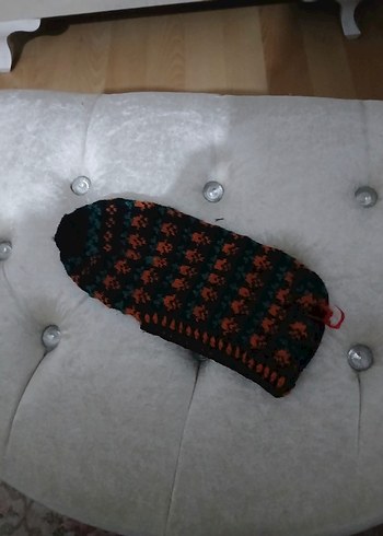 Mor Nakışlı Örgü Kız Ev Terliği - Görsel 13