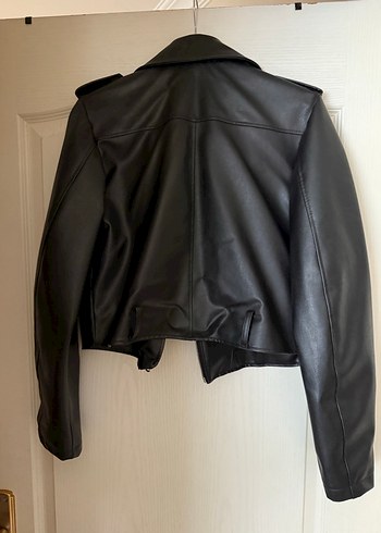 Kadın Siyah Deri Biker Ceket - Görsel 2
