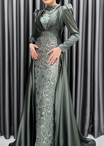 Henna Gelinlik Uzun Kollu İşlemeli Abiye Elbise