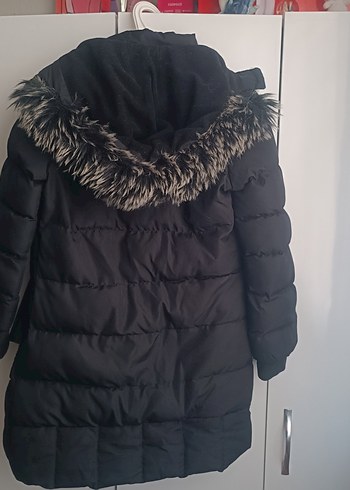 Siyah Kürklü Kadın Kışlık Mont 8-9 yaş - Görsel 3