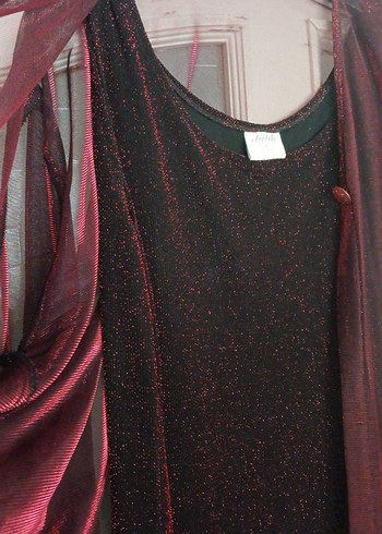 Bordo Uzun Kollu Drapeli Kadın Elbise - Görsel 3