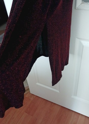 Bordo Uzun Kollu Drapeli Kadın Elbise - Görsel 4