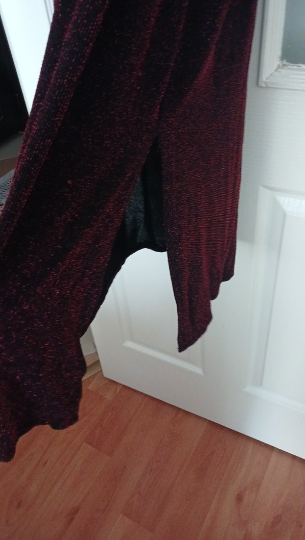 Bordo Uzun Kollu Drapeli Kadın Elbise - Görsel 4