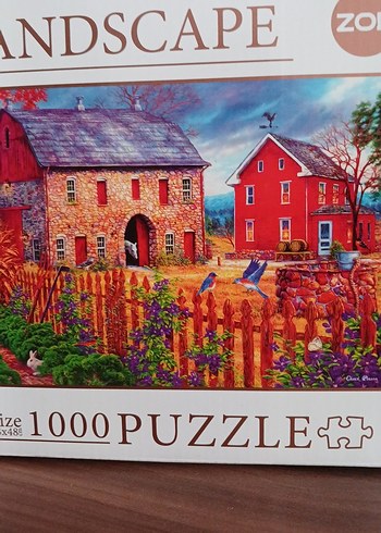 1000 Parça Renkli Kırmızı Manzara Puzzle - Görsel 2