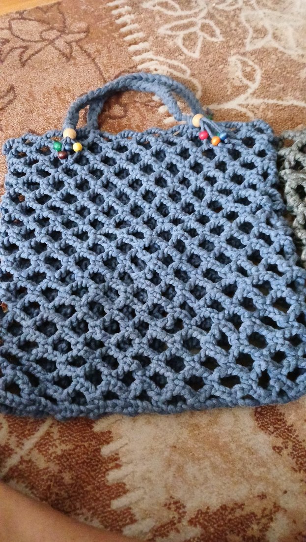 Gri Örgü Bohem Kadın Çantası - Görsel 2