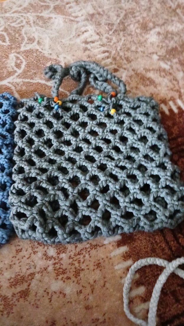 Gri Örgü Bohem Kadın Çantası - Görsel 3