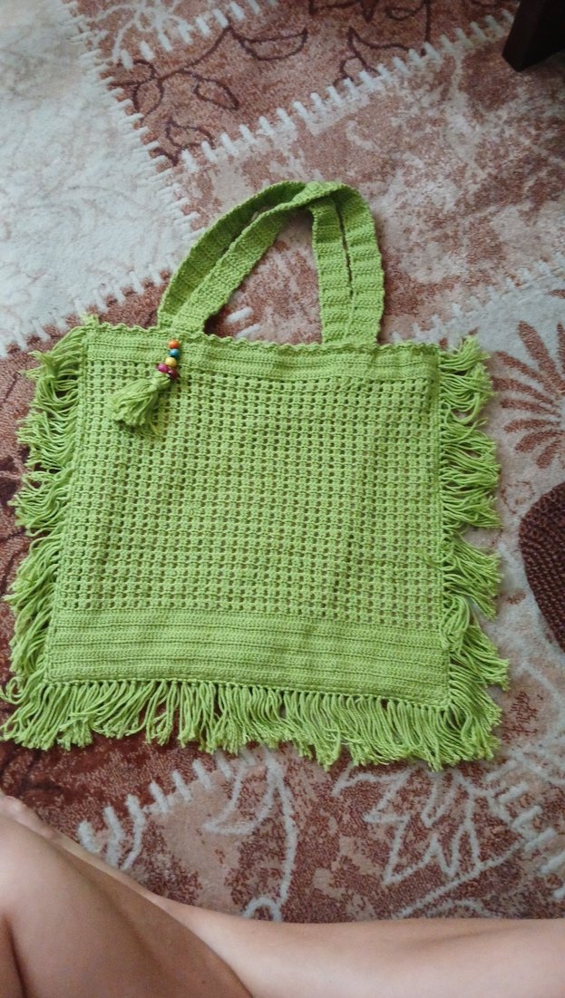 Örgü Bohem Kadın Çanta Yeşil - Görsel 2