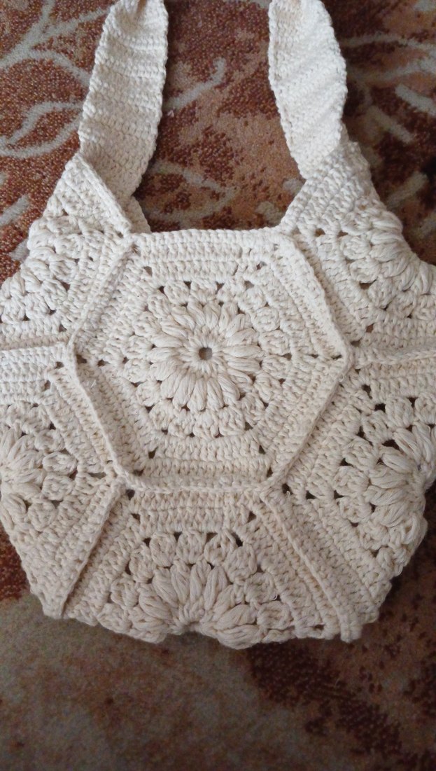 Beyaz Örgü Dantel Bohem Kadın Çanta - Görsel 2